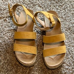 Yellow platform sandals